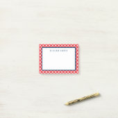 Red Gingham met blauwe grens Post-it® Notes (Op bureau)