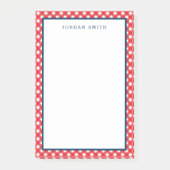 Red Gingham met blauwe grens Post-it® Notes (Voorkant)