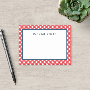 Red Gingham met blauwe grens Post-it® Notes