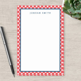 Red Gingham met blauwe grens Post-it® Notes