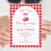 Red Gingham met Bow Cherry op de verjaardag van To Kaart
