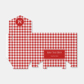 Red Gingham & Monogram Favor Bag Bedankdoosjes (Uitgevouwen)