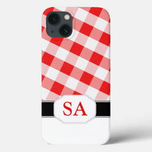 Red Gingham Monogram Hoesje-Mate iPad 2/3/4 Hoesje