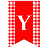 Red Gingham Monogram Picnic Bunting Banner (Tweede vlag)