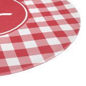 Red Gingham Monogram Snijplank (Hoek)