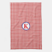 Red Gingham Monogram Theedoek (Verticaal)