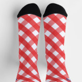 Red Gingham Monogrammed Pattern Socks Sokken (Top)