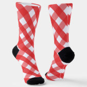 Red Gingham Monogrammed Pattern Socks Sokken (Gebogen)