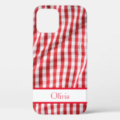 Red Gingham Name Simple Modern Case-Mate iPhone Case (Achterkant)