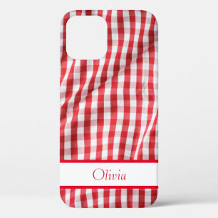 Red Gingham Name Simple Modern Case-Mate iPhone Case