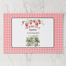 Red Gingham Onze Berry Eerste baby Papier Placemat