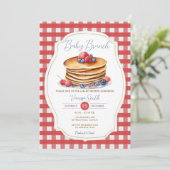 Red Gingham Pancake Baby Brunch Berry Baby shower Kaart (Staand voorkant)