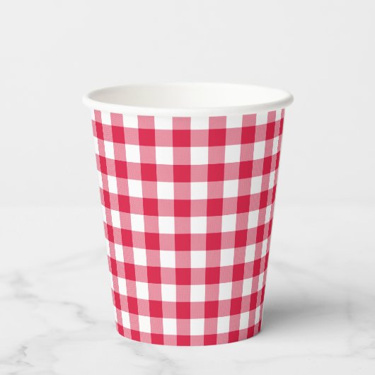 Red Gingham Papieren Bekers (Achterkant)