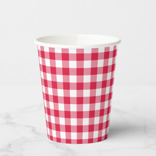 Red Gingham Papieren Bekers (Links)