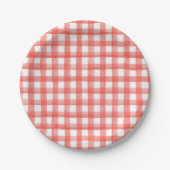 Red Gingham Papieren Bordje (Voorkant)