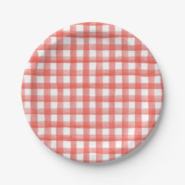 Red Gingham Papieren Bordje