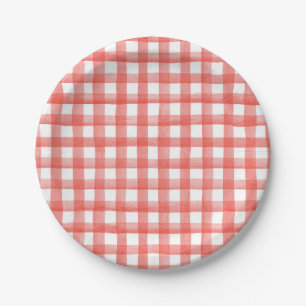 Red Gingham Papieren Bordje