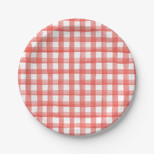 Red Gingham Papieren Bordje (Voorkant)