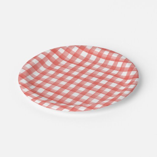 Red Gingham Papieren Bordje (Gekanteld)