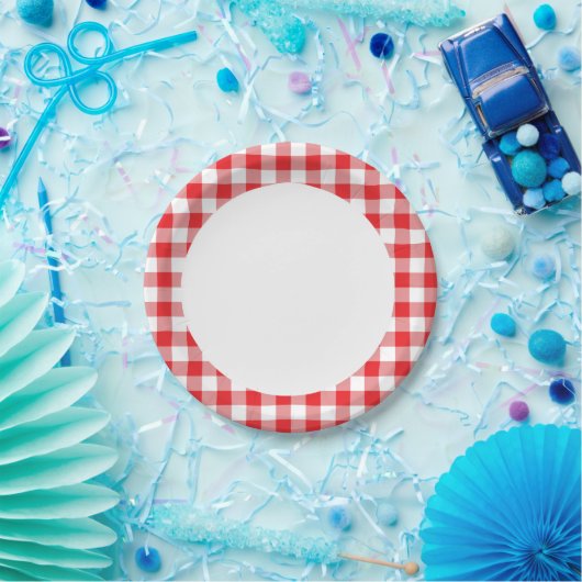 Red Gingham Papieren Bordje (Feest)