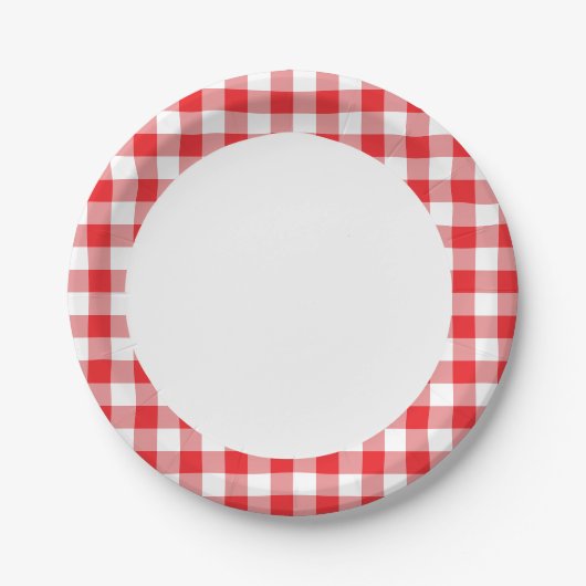 Red Gingham Papieren Bordje (Voorkant)
