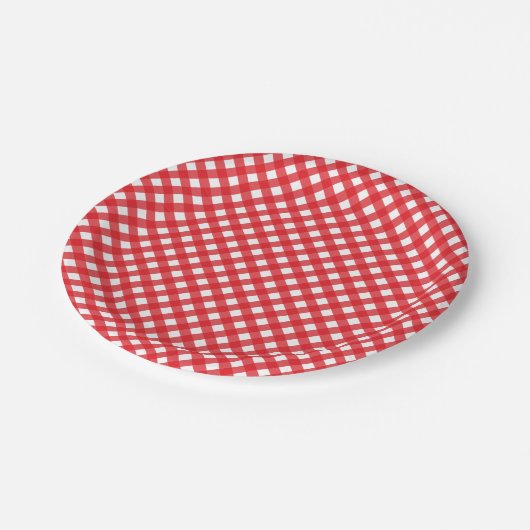 Red Gingham Papieren Bordje (Gekanteld)