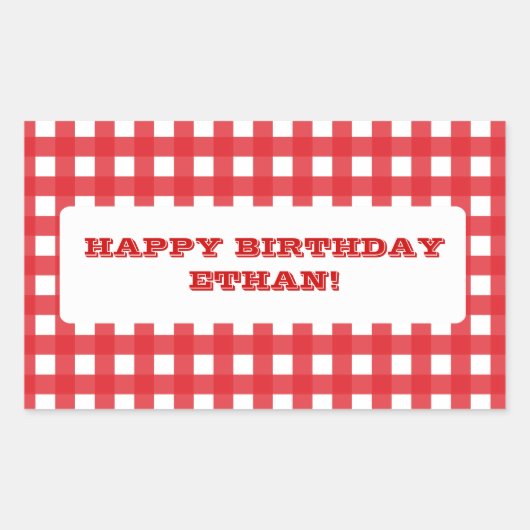 Red Gingham Party Sticker (Voorkant)