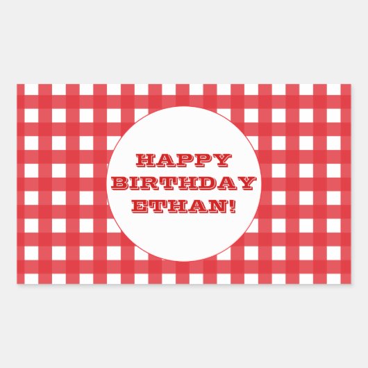 Red Gingham Party Sticker (Voorkant)