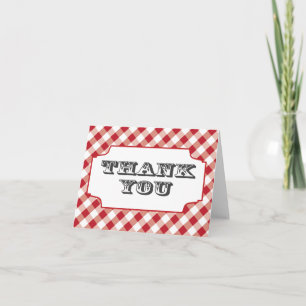 Red Gingham Pattern Bedankt voor je briefkaarten