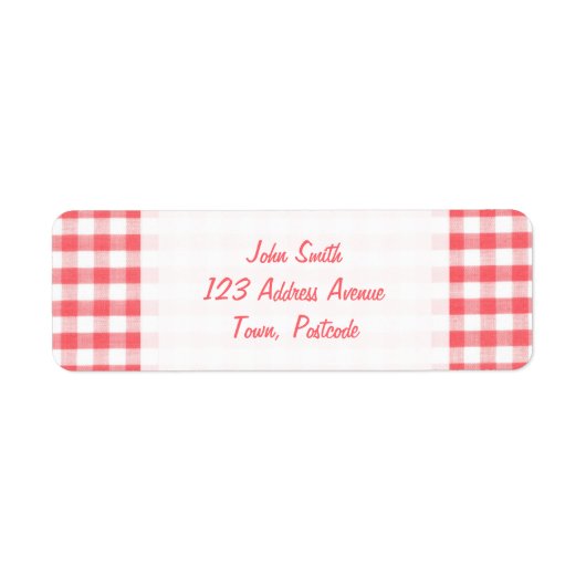 Red Gingham Pattern Etiket (Voorkant)