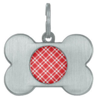 Red Gingham Pattern Huisdieren Naamplaatje
