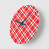Red Gingham Pattern Ronde Klok (Hoek)