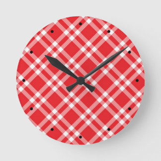Red Gingham Pattern Ronde Klok