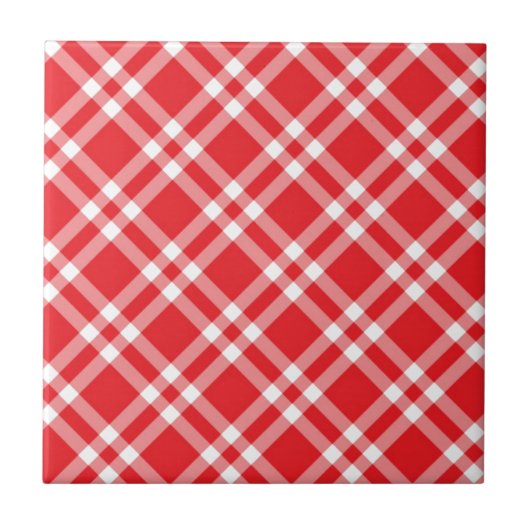 Red Gingham Pattern Tegeltje (Voorkant)
