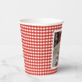 Red Gingham Photo Template Boerderij Verjaardag Papieren Bekers (Rechts)