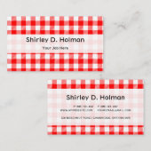 Red gingham picnic tablecloth print visitekaartje (Voorkant / Achterkant)