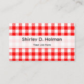 Red gingham picnic tablecloth print visitekaartje (Voorkant)