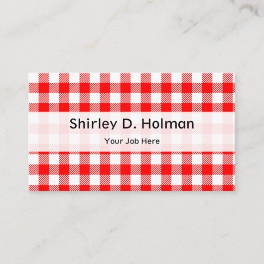 Red gingham picnic tablecloth print visitekaartje (Voorkant)