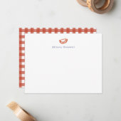 Red Gingham Picnic Watermelon Personal Stationery Notitiekaartje (Voorkant / Achterkant in situ)
