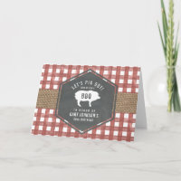 Red Gingham Pig Burlap Birthday Bbq