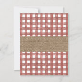 Red Gingham Pig Burlap Floral Birthday Bbq Kaart (Achterkant)