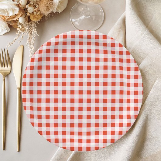Red Gingham Pizza Italian Baby Shower Papieren Bordje