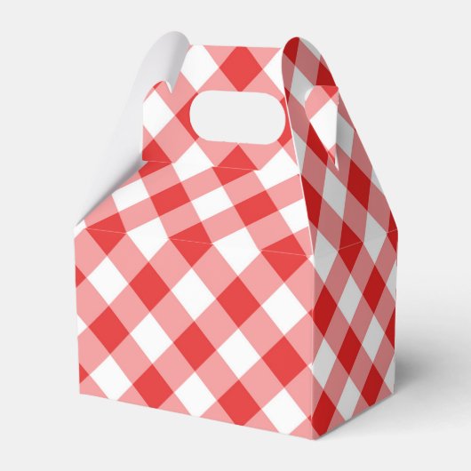 Red Gingham Pizza Party Favoriete Box Bedankdoosjes (Achterkant)