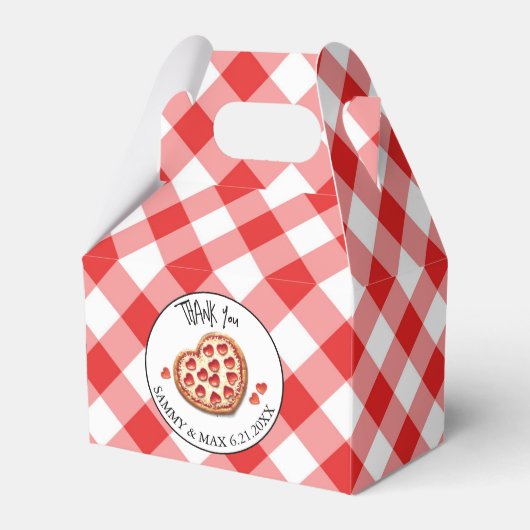Red Gingham Pizza Party Favoriete Box Bedankdoosjes (Voorkant Zijde)