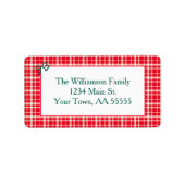 Red Gingham Plaid Merry Christmas Mail Etiket (Voorkant)