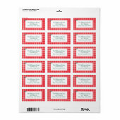 Red Gingham Plaid Merry Christmas Mail Etiket (Full Sheet)