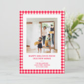 Red Gingham Plaid New Home Moving Christmas Photo Feestdagenkaart (Staand voorkant)