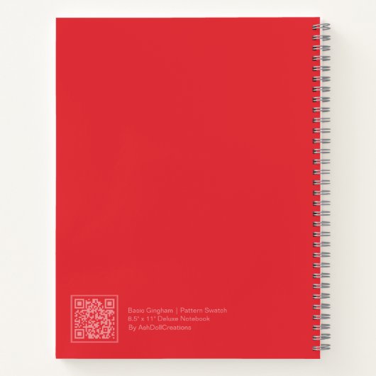 Red Gingham Plaid Notebook Notitieboek (Achterkant)