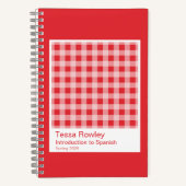 Red Gingham Plaid Notebook Notitieboek (Voorkant)