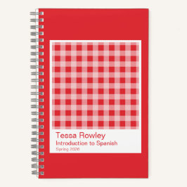Red Gingham Plaid Notebook Notitieboek